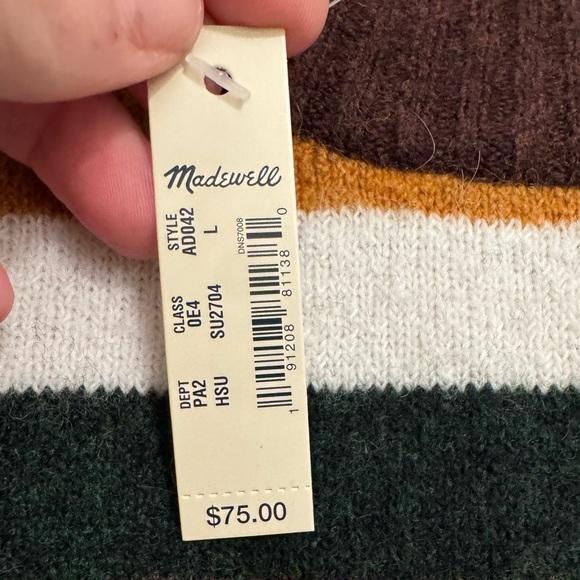 (SOLD) MADEWELL NWT Payton Coziest Yarn Striped Sweater, Size Large - Picture 13 of 14